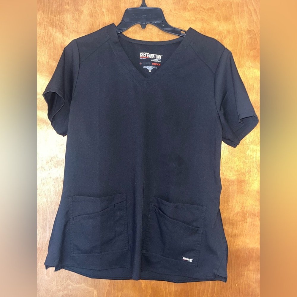 Grey's Anatomy Black V-Neck Scrub Top